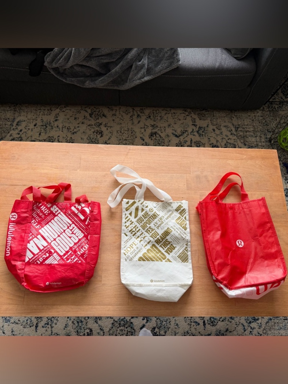 Lululemon Reusable Tote Bag Trio - Red & White